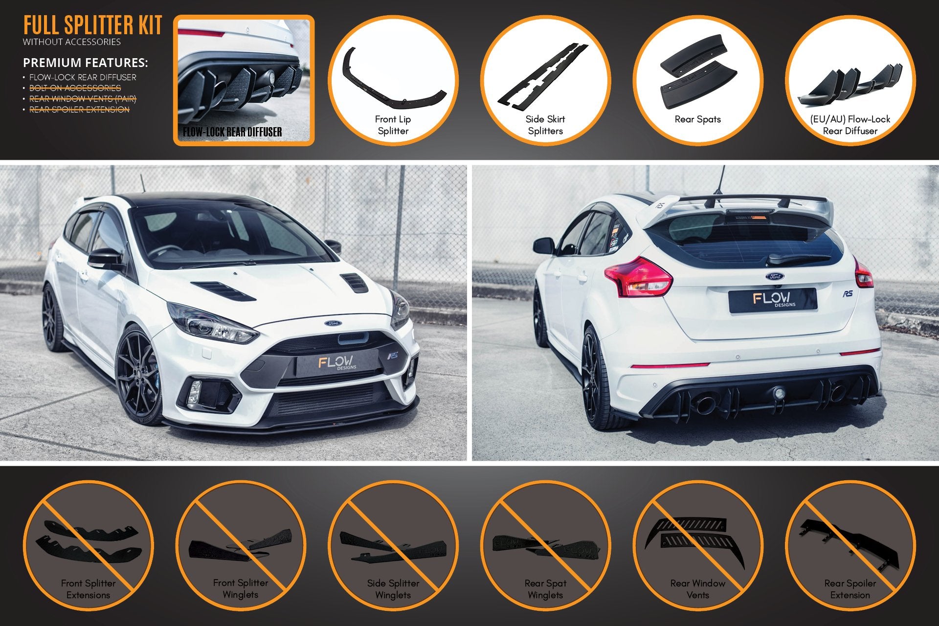 MK3 Focus RS Full Lip Splitter Kit - MODE Auto Concepts