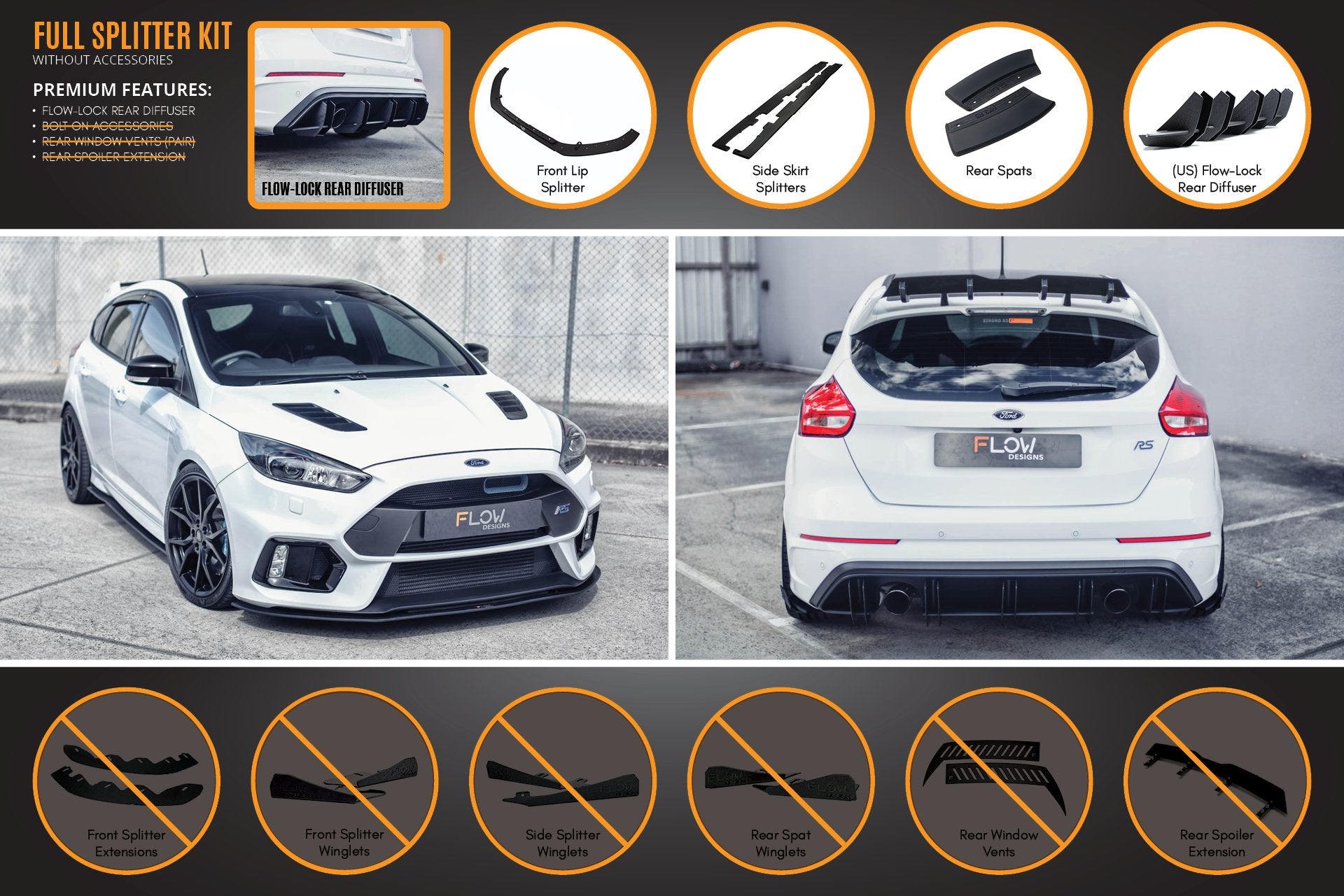 MK3 Focus RS Full Lip Splitter Kit - MODE Auto Concepts