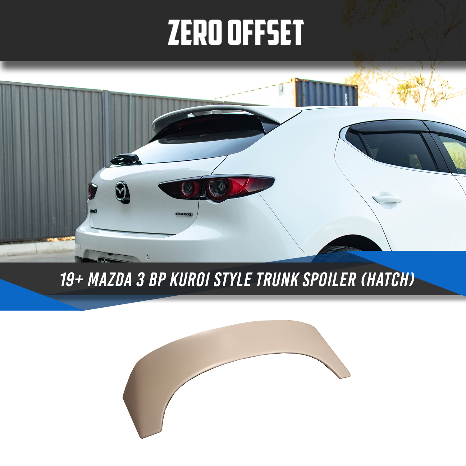 Zero Offset  Kuroi Style Roof Spoiler for 19+ Mazda 3 BP (Hatch) - MODE Auto Concepts