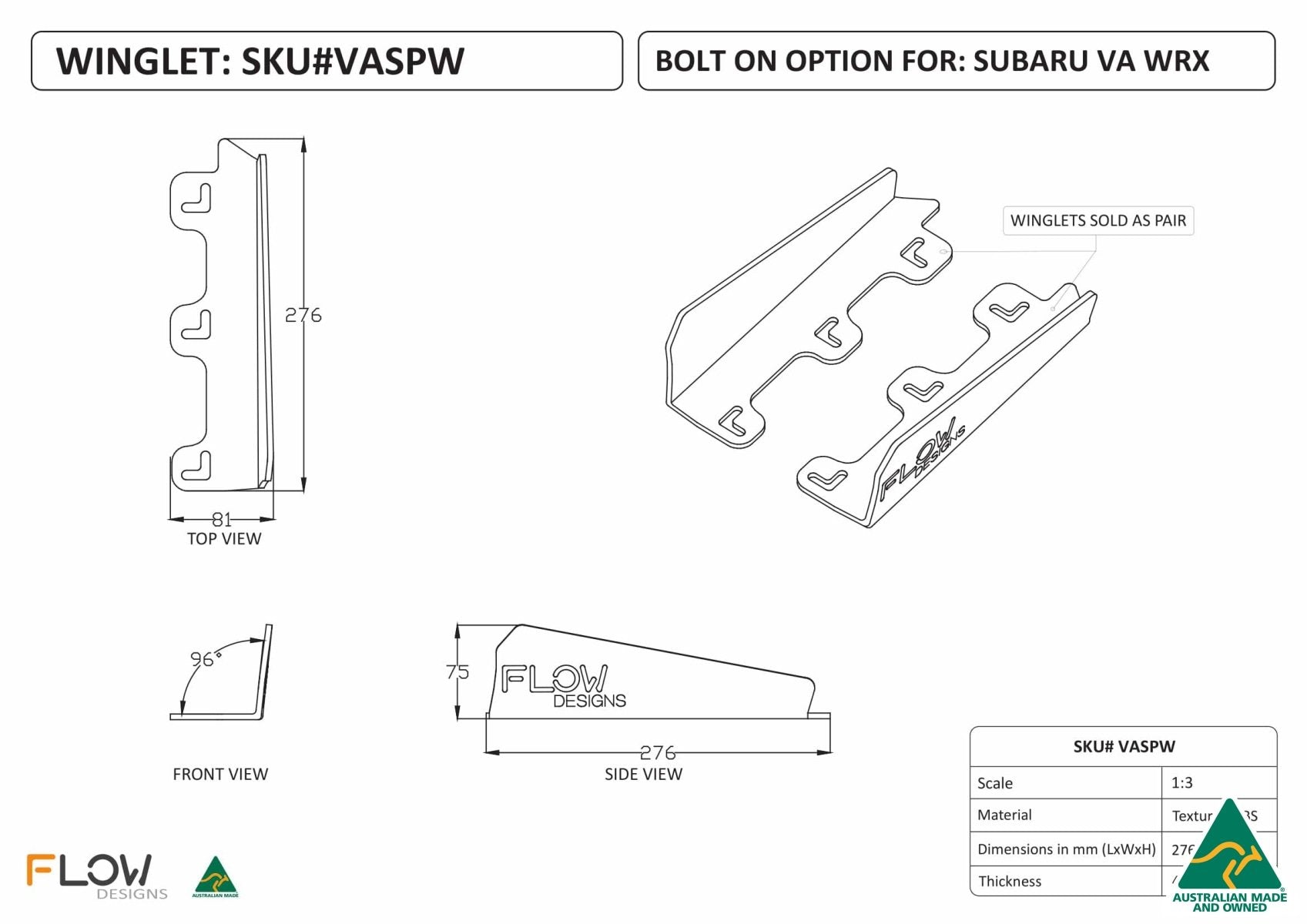 276mm Rear Winglets VASPW - MODE Auto Concepts