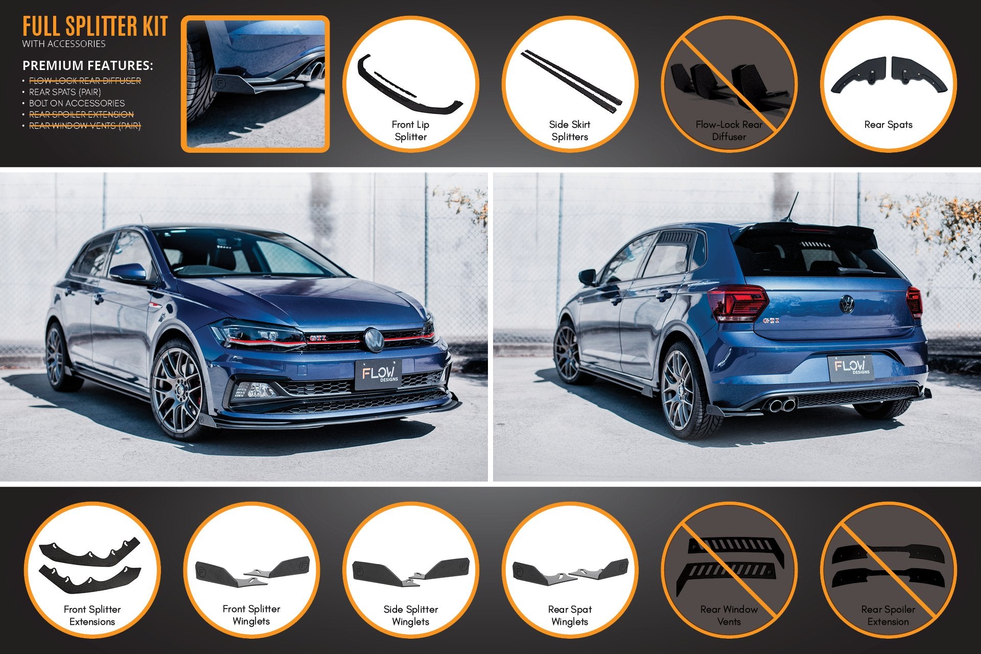 AW Polo GTI Full Splitter Set - MODE Auto Concepts