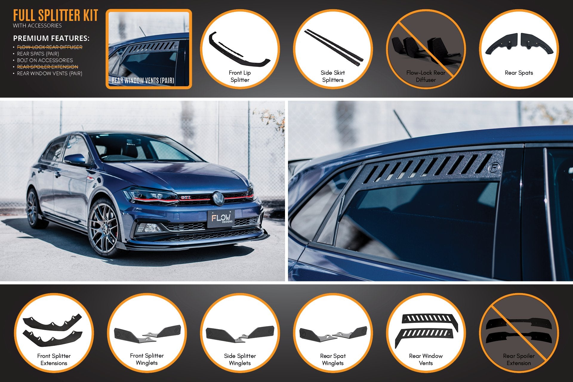 AW Polo GTI Full Splitter Set - MODE Auto Concepts