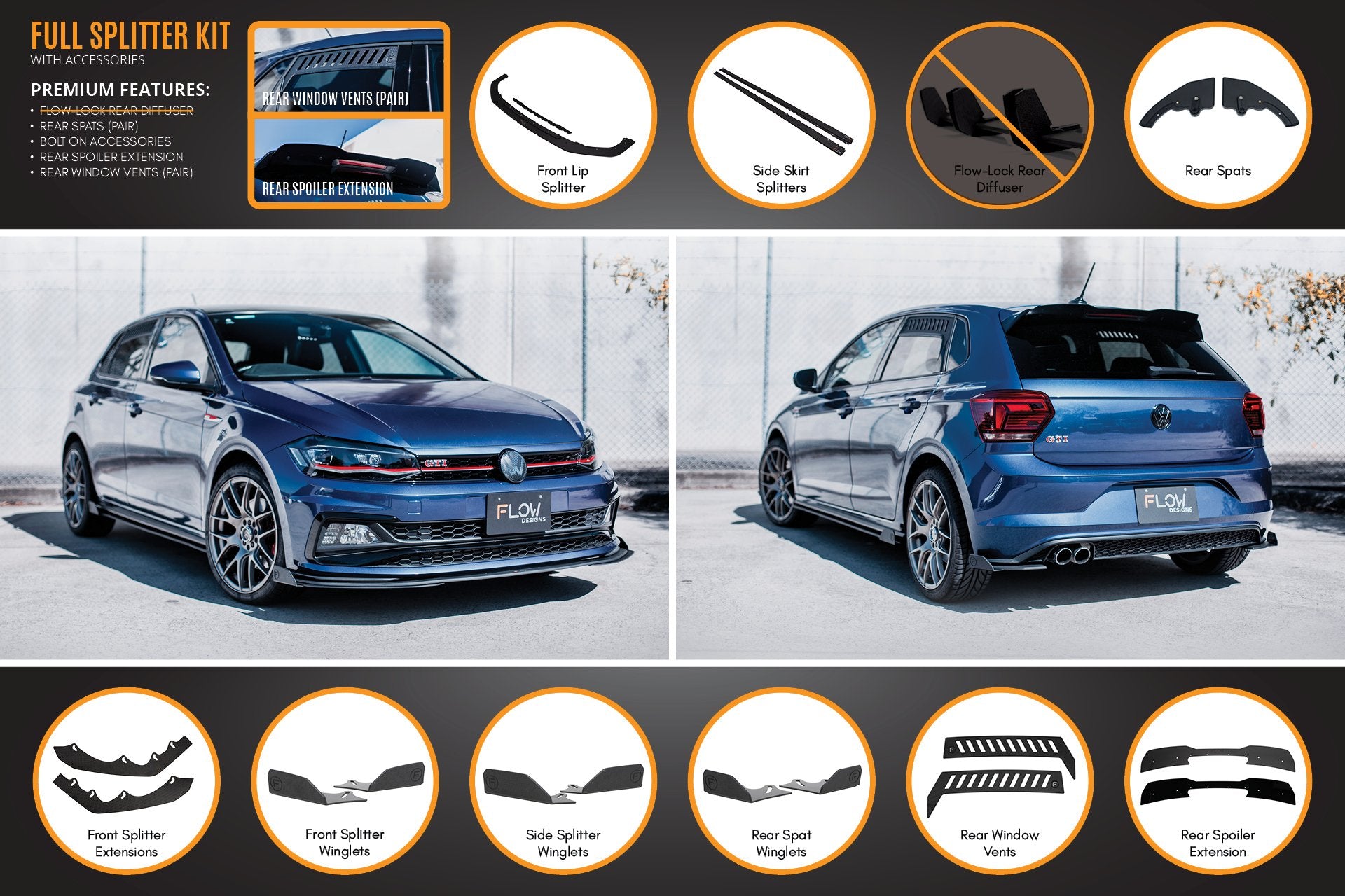 AW Polo GTI Full Splitter Set - MODE Auto Concepts