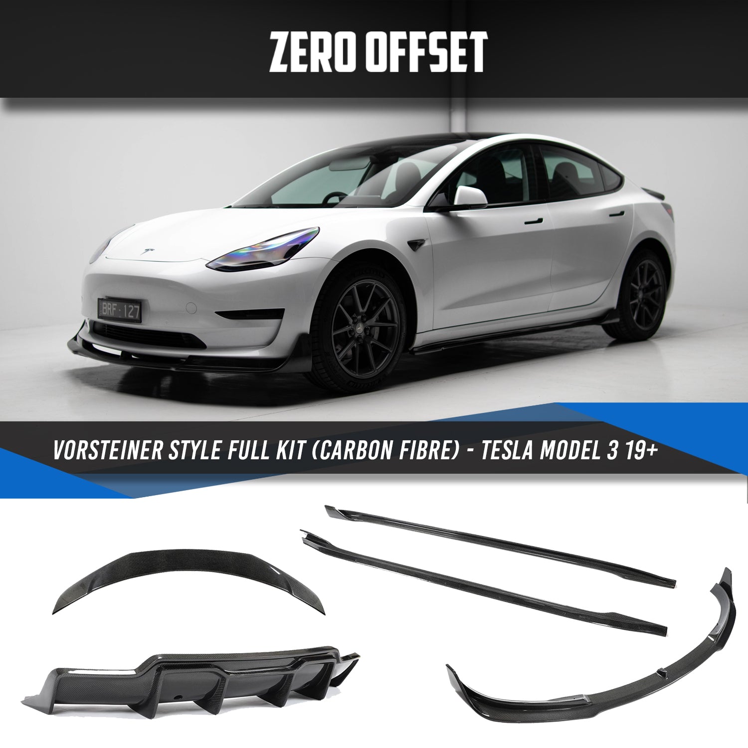 Zero Offset  Vorsteiner Style Full Kit (Carbon Fibre) for Tesla Model 3 19+ - MODE Auto Concepts