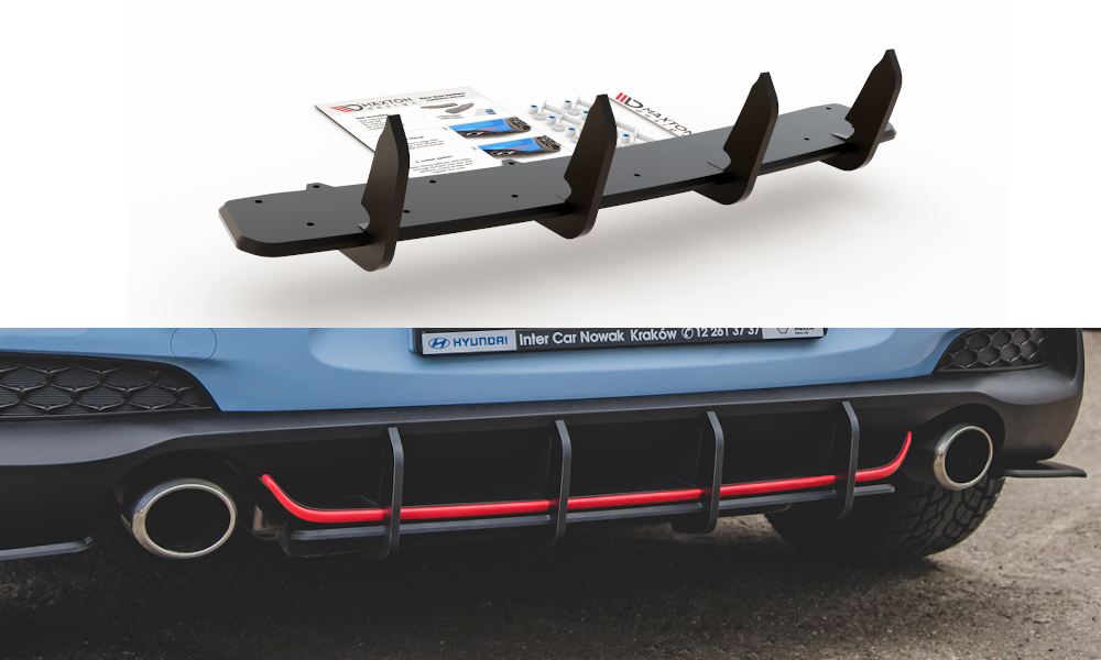 Maxton Design Racing Durability Rear Diffuser V1 Hyundai I30 N MK3 Hatchback - MODE Auto Concepts