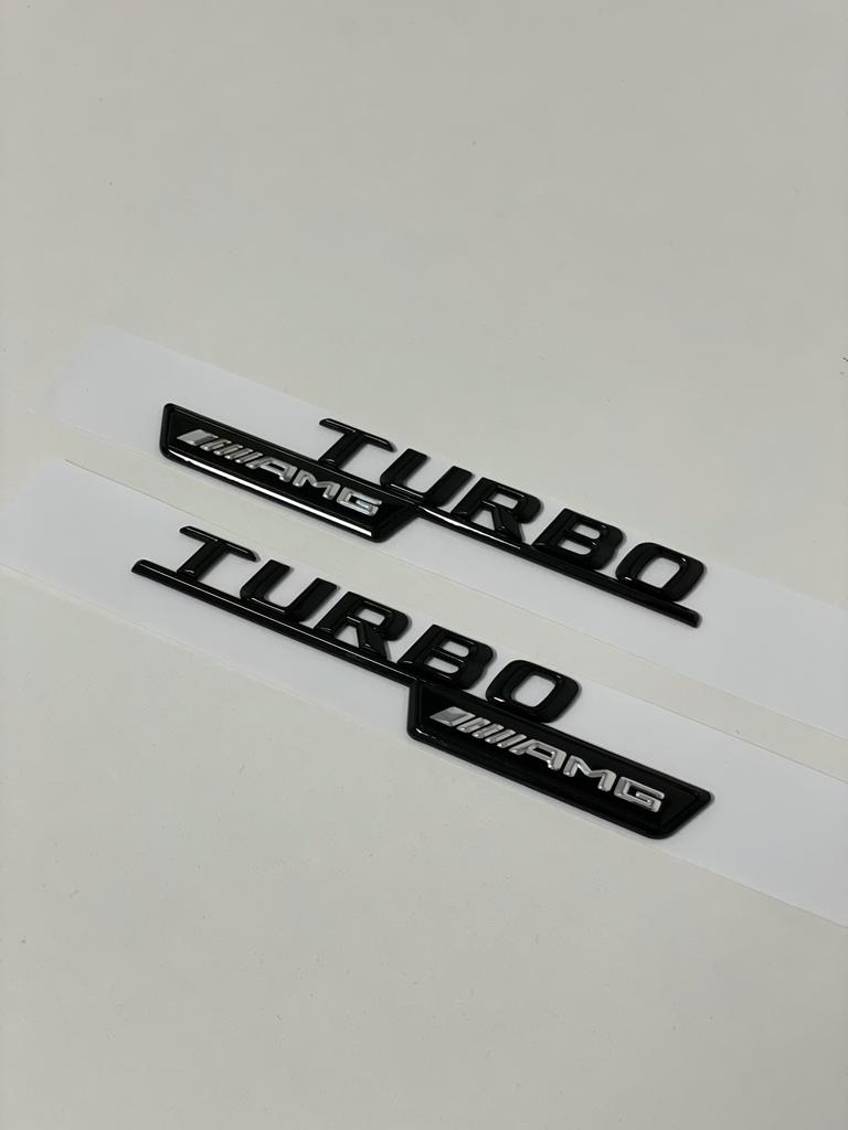 Exon Gloss Black AMG Turbo Side Fender Badge Emblem suit Mercedes Benz A45 AMG - MODE Auto Concepts