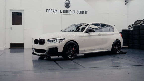 Exon Gloss Black M Performance Style Front Splitter for BMW 1-Series 118i 120i 125i M135i M140i LCI F20 M-Sport - MODE Auto Concepts