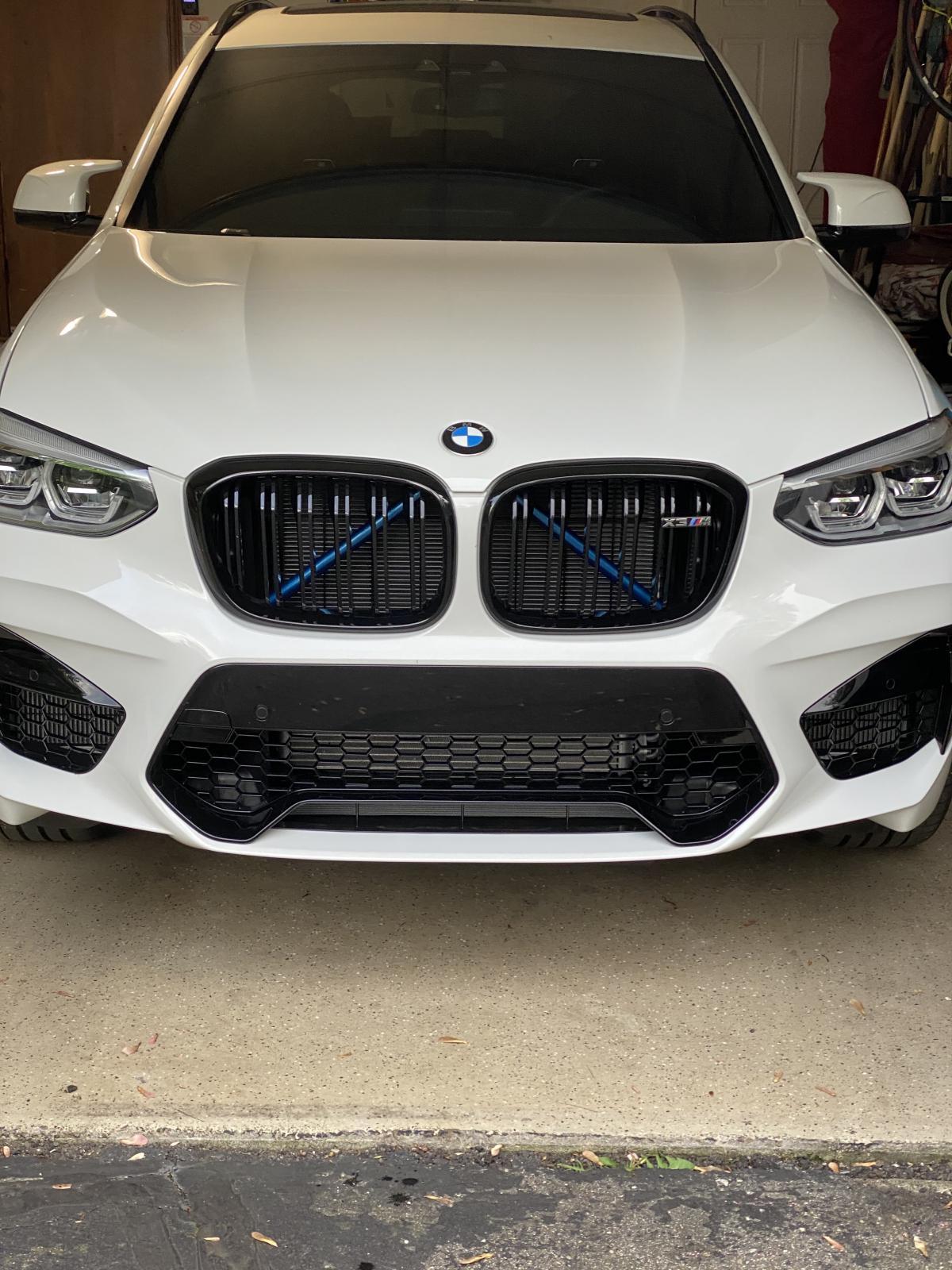 Exon Front Grille V-Brace Trim Cover Blue suits BMW G-Series X3 X3M G01 / X4 X4M G02 / X5 X5M G05 / X6 X6M G06 / X7 G07 & M5 F90 / 5 Series G30 - MODE Auto Concepts