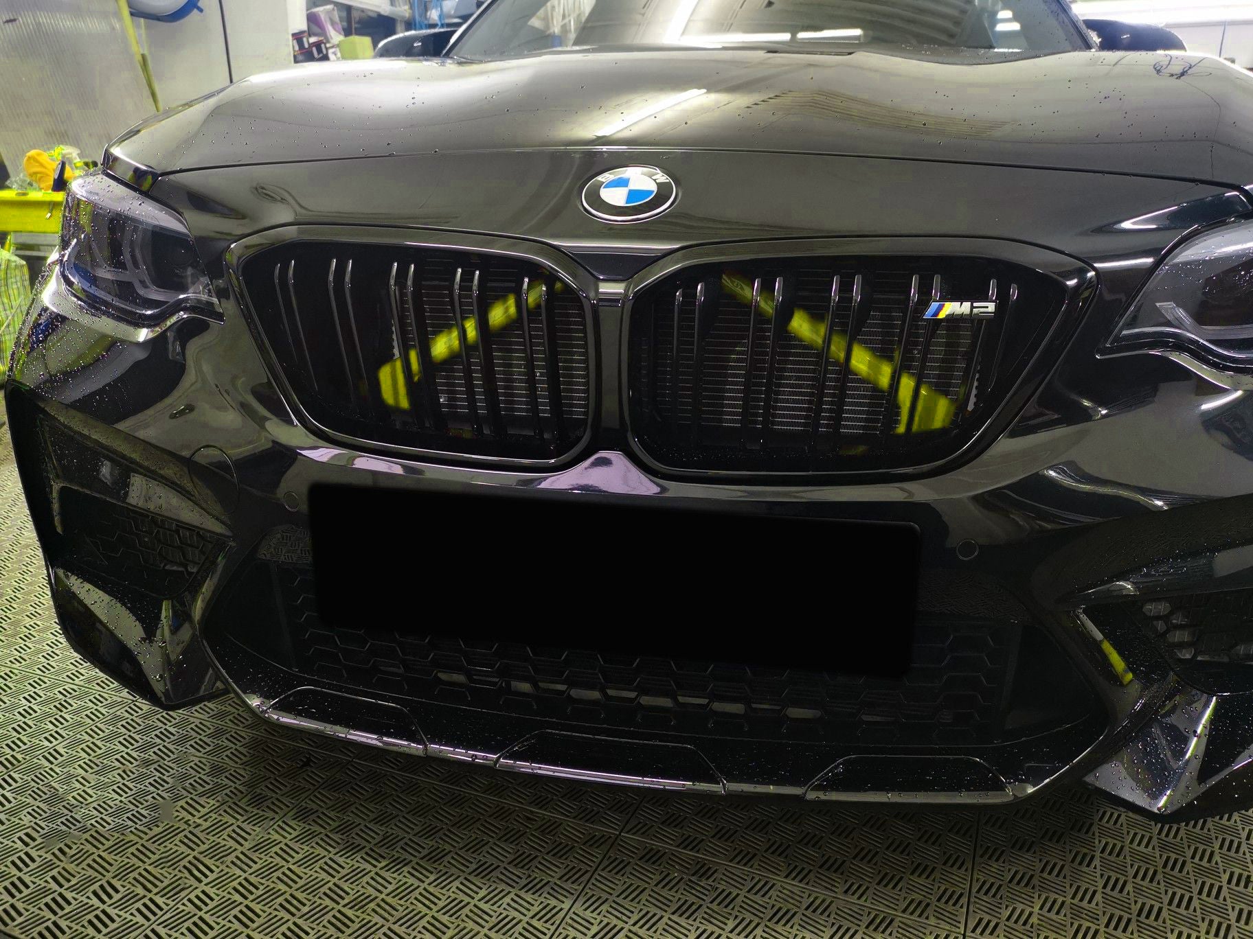 Exon Front Grille V-Brace Trim Cover Yellow suits BMW M2 inc. Competition F87 & M3 F80 / M4 F82 - MODE Auto Concepts