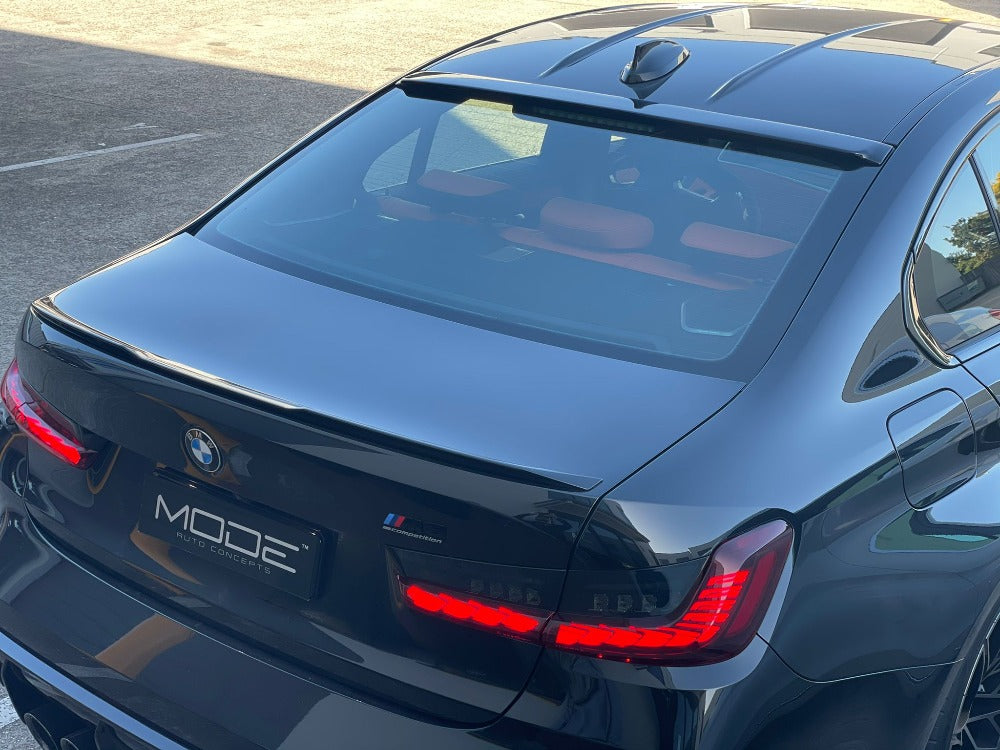 Exon Gloss Black AC Style Rear Roof Spoiler suit BMW G80 M3 & 3-Series G20 - MODE Auto Concepts