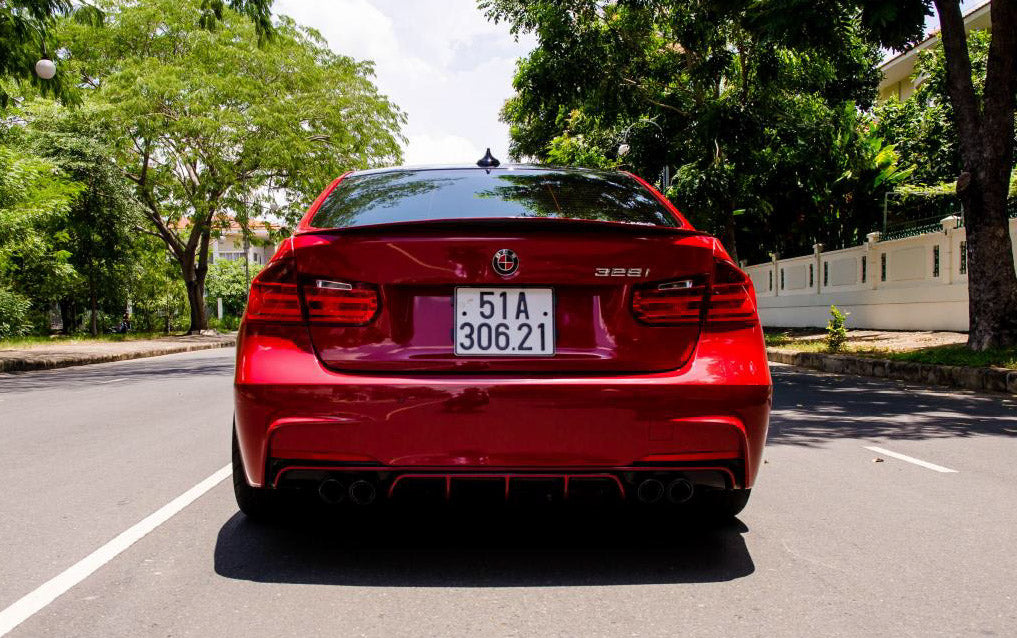 Exon Gloss Black M Performance Style Rear Diffuser w. Quad Outlet suit BMW 3-Series F30 M-Sport - MODE Auto Concepts