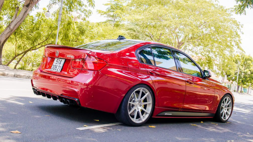 Exon Gloss Black M Performance Style Rear Diffuser w. Quad Outlet suit BMW 3-Series F30 M-Sport - MODE Auto Concepts