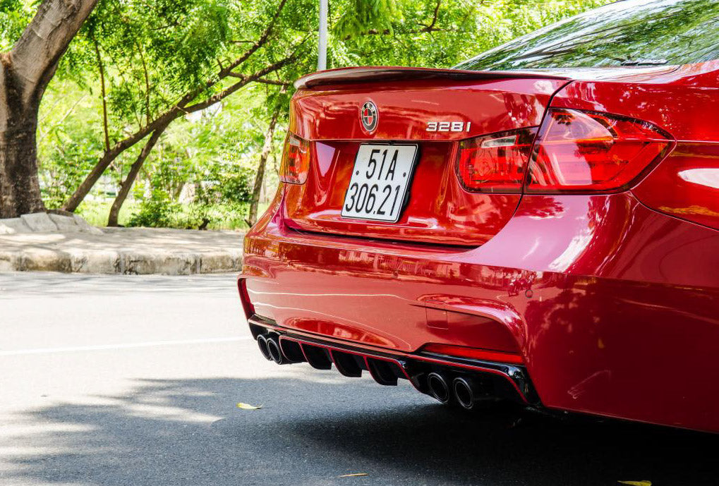 Exon Gloss Black M Performance Style Rear Diffuser w. Quad Outlet suit BMW 3-Series F30 M-Sport - MODE Auto Concepts