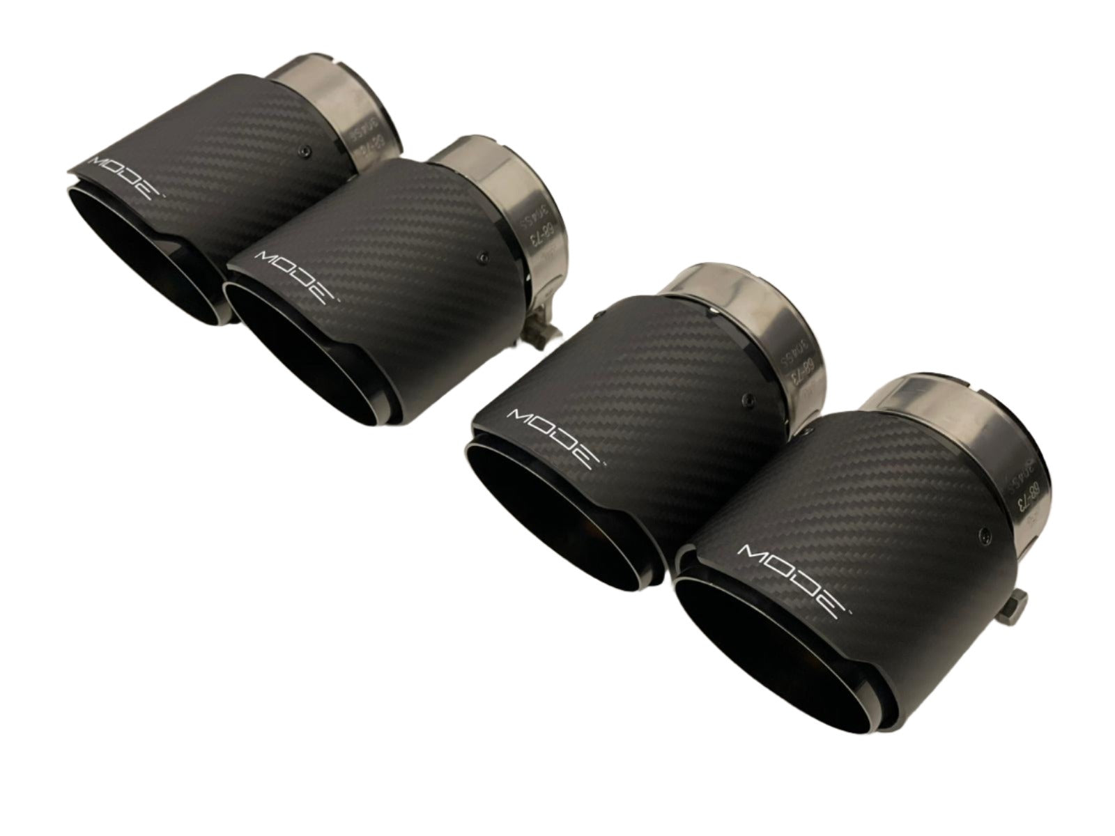 MODE Design 3.75" (95mm) Carbon Angle Cut Clamp-On Exhaust Tips for BMW M3 F80 M4 F82 & M2 Competition F87 - MODE Auto Concepts