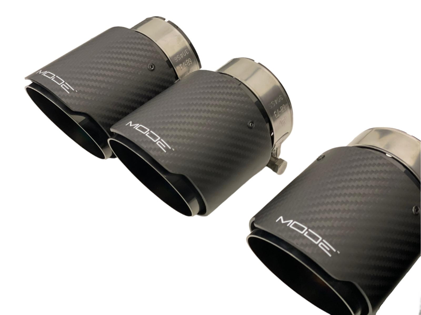 MODE Design 3.75" (95mm) Carbon Angle Cut Clamp-On Exhaust Tips for BMW M3 F80 M4 F82 & M2 Competition F87 - MODE Auto Concepts