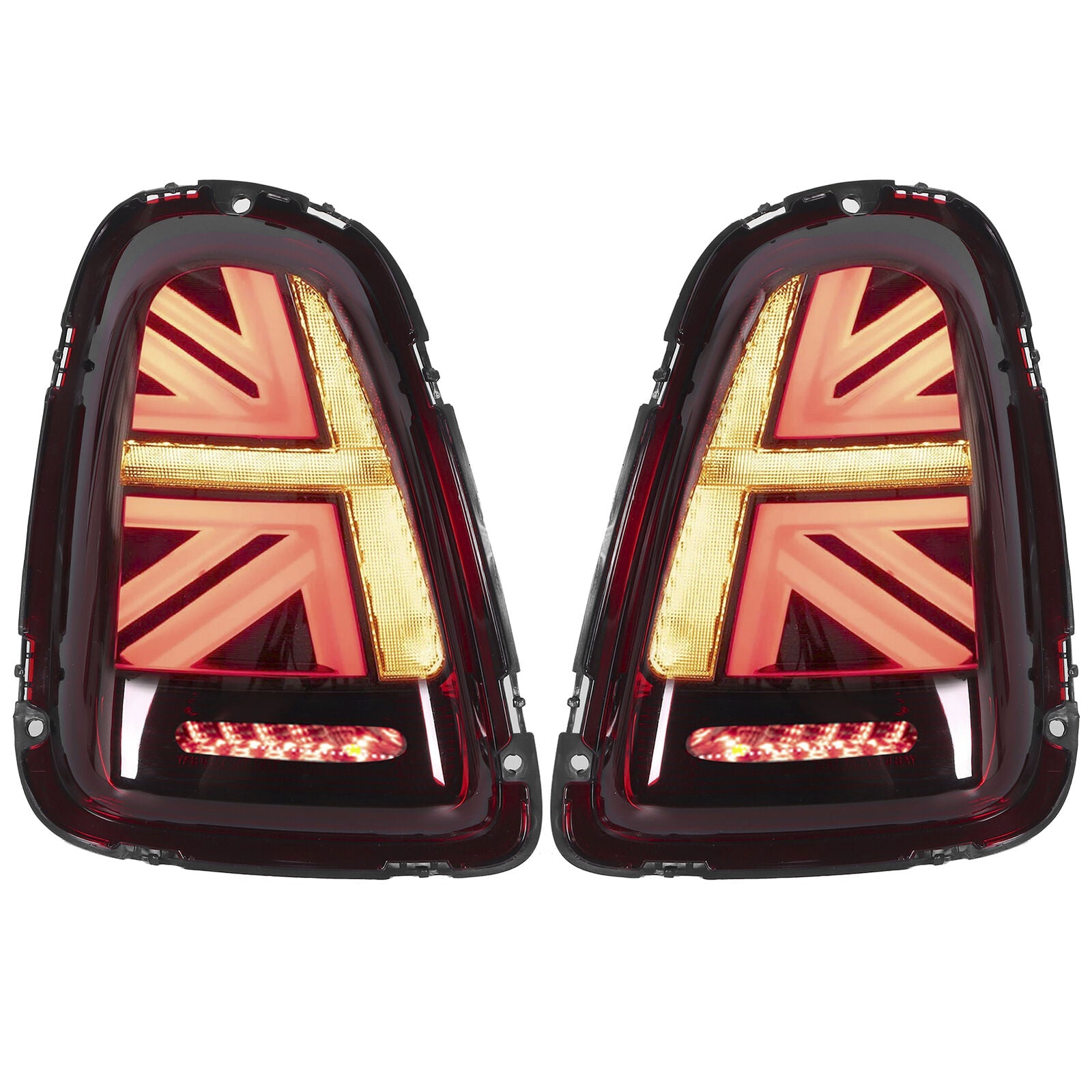 Luminosa Union Jack Style LED Tail Light Red w. Black Trim for MINI Cooper S JCW R56 R57 R58 R59 Hatch - MODE Auto Concepts