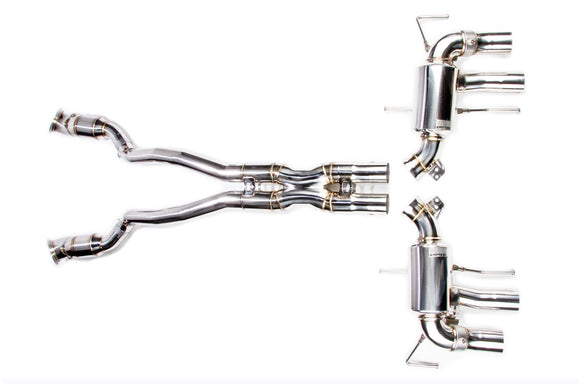 iPE - Cat Bypass Pipe + X-Pipe + Valvetronic Exhaust System w/ OBD Remote & Ti Blue Tips suit Ferrari F12 Berlinetta (2012-2017) - MODE Auto Concepts